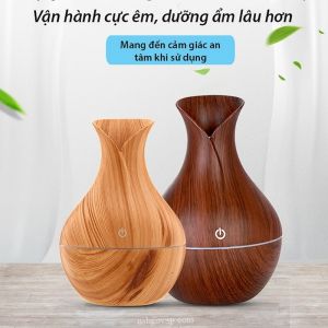 Máy Xông Tinh Dầu Lọ Hoa Vân Gỗ Sang Trọng - Tặng Kèm Tinh Dầu 10ML