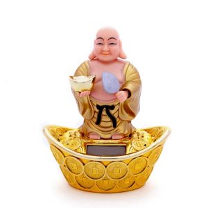 Tượng Phật Di Lặc Đứng Trên Thỏi Vàng Vẫy Quạt - Năng Lượng Mặt Trời