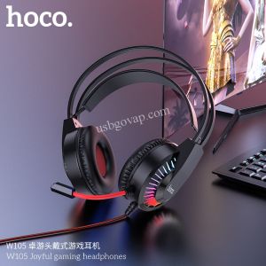 Tai Nghe Chụp Tai Có Mic Hoco W105 Led Chơi Game, Học Online Trên PC, Điện Thoại - Headphone Hoco W105 Led