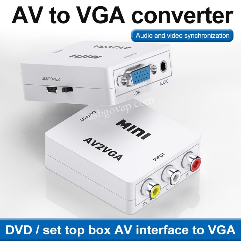 Bộ Chuyển AV Ra VGA Full HD 1080P - AV TO VGA