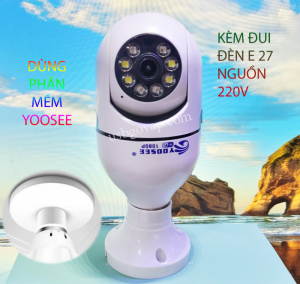 Camera IP Wifi Yoosee Xài Đui Bóng Đèn 8 Led Xoay 360 Độ 1080P HK211