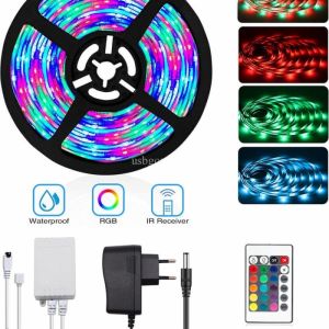 Bộ Dây Đèn Trang Trí Led RGB Dán 5M Kèm Adapter, Remote Full Phụ Kiện