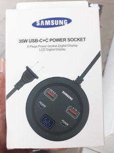 Ổ Cắm Điện Sạc Nhanh Samsung 35W 2 Cổng Usb QC3.0 + 2.1A - 2 Cổng Type-C - Màn Hình Kỷ Thuật Số Led