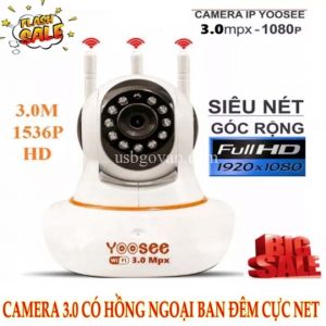 Camera IP Wifi Yoosee Trong Nhà 3 Râu, Xoay 360 Độ, Báo Động, Đàm Thoại 2 Chiều