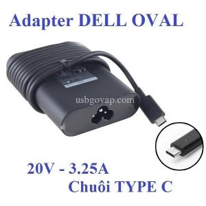 Adapter Sạc Dell OVAL 20V-3.25A 65W Đầu Type C Kèm Dây Nguồn