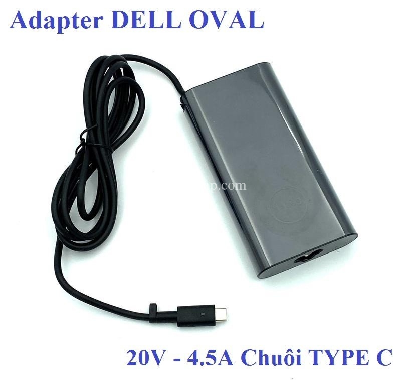 Adapter Sạc Dell OVAL 20V-4.5A 90W Đầu Type C Kèm Dây Nguồn