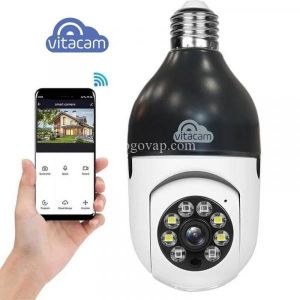 Camera IP Wifi Vitacam BC1080 Xài Đui Bóng Đèn 8 Led Xoay 360 Độ HD1080P