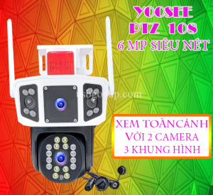 (3 Khung Hình Góc Rộng) - Camera IP WiFi Yoosee Ngoài Trời PTZ 6 MPX Còi Báo Động - Dùng Cho Kho, Nhà Xưởng