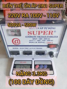 (100% Dây Đồng) Biến Thế, Ổn Áp Điện Tự Động 220V Sang 110V - 100V - SUPER 600VA Cao Cấp 2 IN 1