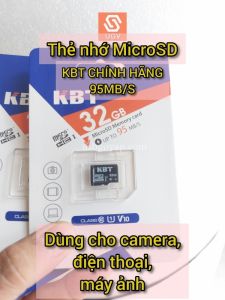 Thẻ Nhớ Micro SD KBT 32GB 95Mb/S Box Class10 - Chuyên Cho Camera/Máy Ghi Hình - Chính hãng