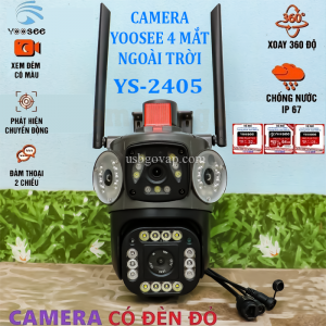 (4 Mắt 3 Màn Hình) Camera IP WiFi Ngoài Trời 5MP Yoosee YS-2045 Có Đèn Đỏ báo Động