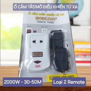 Bộ Ổ Cắm Tắt/ Mở Điều Khiển Từ Xa Mobilcon 2000W - 30-50M (2 REMOTE)