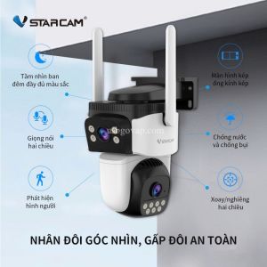 Camera WiFi Ngoài Trời 2 Màn Hình Vstarcam CS621DR - Camera HD Chống Nước, Ống Kính Kép