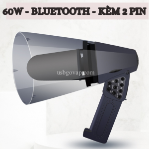 Loa Phóng Thanh 60W Ghi Âm Phát Lại Có Bluetooth Megaphone Kèm 2 Pin