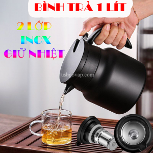 Bình Trà Giữ Nhiệt 2 Lớp Inox 1000ML Có Lọc