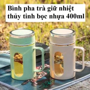 Ca Trà Thuỷ Tinh Bọc Nhựa 400ml Có Tay Cầm Chịu Nhiệt