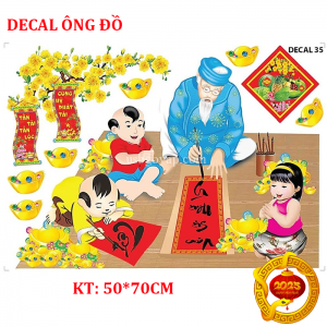 Decal Dán Tường Ông Đồ Tấn Tài Tấn Lộc 50x70cm