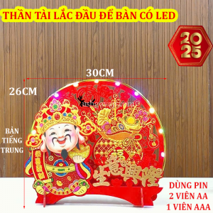 Thần Tài Để Bàn Lắc Đầu Có Led 30cm Chiêu Tài 2025